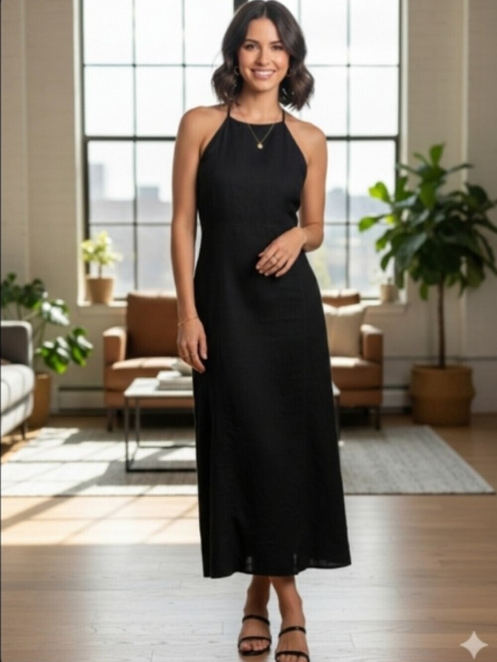 Country Road Linen Halter Maxi Dress